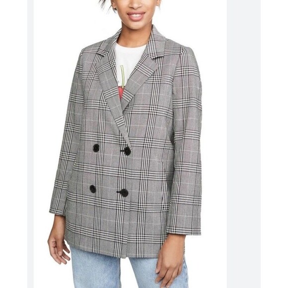 Madewell Caldwell Oversized Plaid Double Breasted Plaid Blazer Jacket Size L - Picture 4 of 12